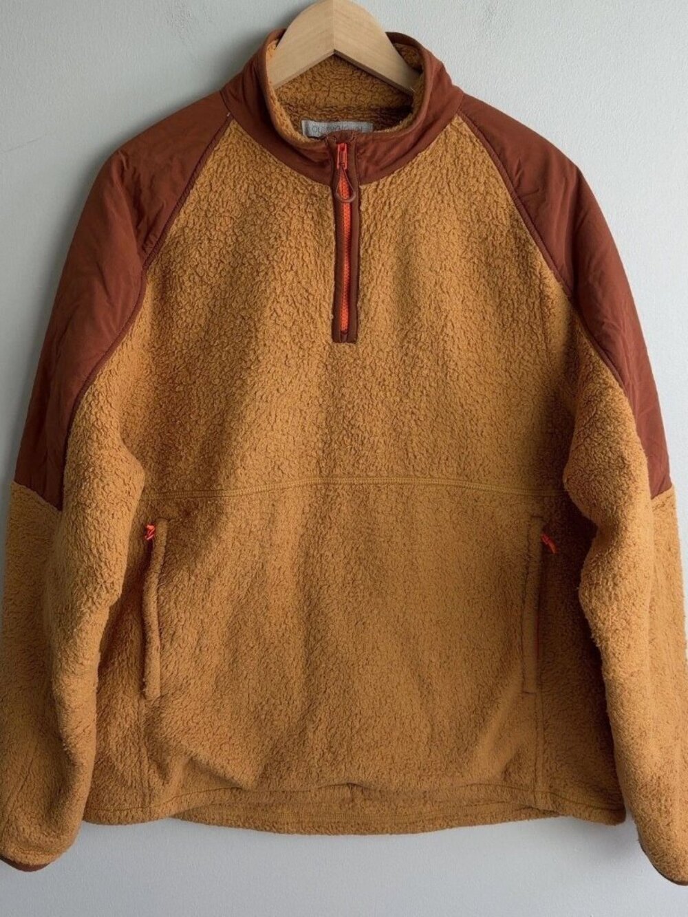 Outerknown Sherpa Fleece 1/4 Zip Pullover Tan Brown Jacket Size Large Men’s